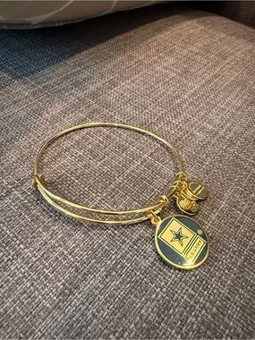 Alex & Ani Gold Tone Army Star Charm Bangle Bracelet